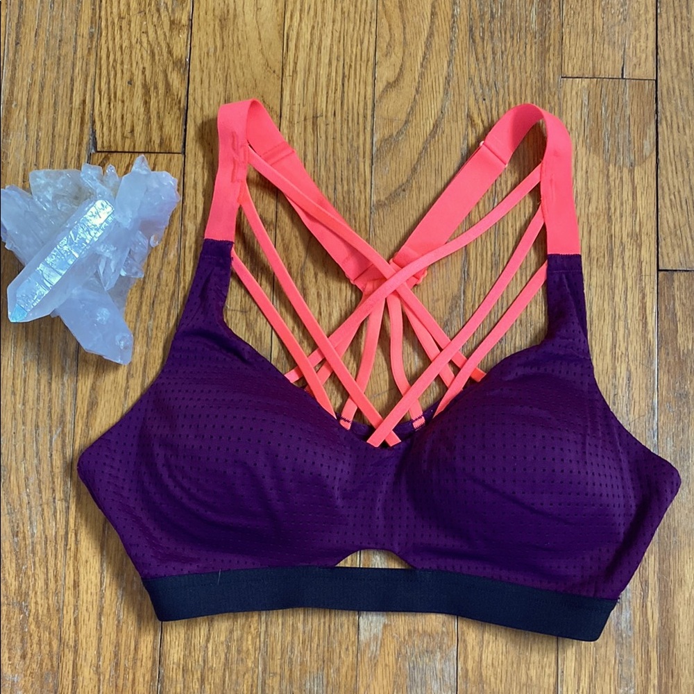 Sale ! Victorias Secret Sport Purple and Coral Strappy Women's Yoga  Bra 34B